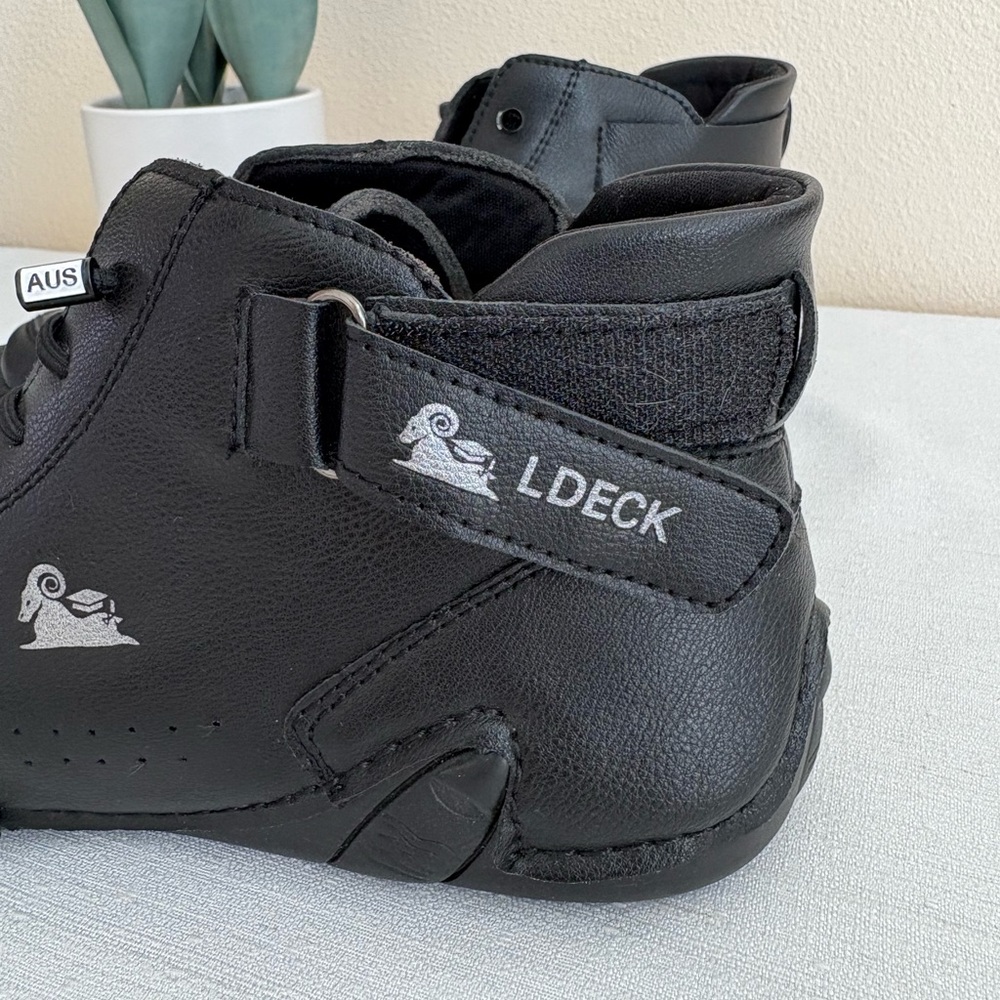 L.Deck Black Faux Leather High-Top Sneakers Men’s EU42 US9 - Picture 6 of 15